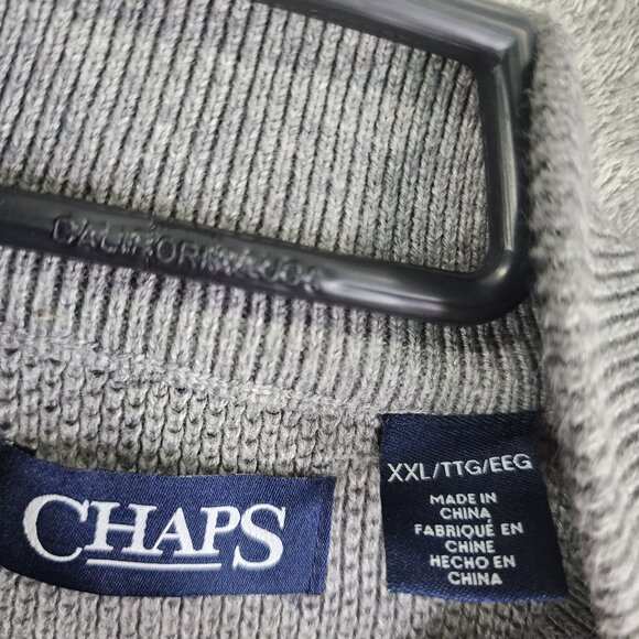 Mens Gray Chaps Pullover Sweater w/ Button Collar Long Sleeve Size XXL - Picture 6 of 9